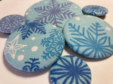 Snowflake Flannel Buttons, Magnet or Pin